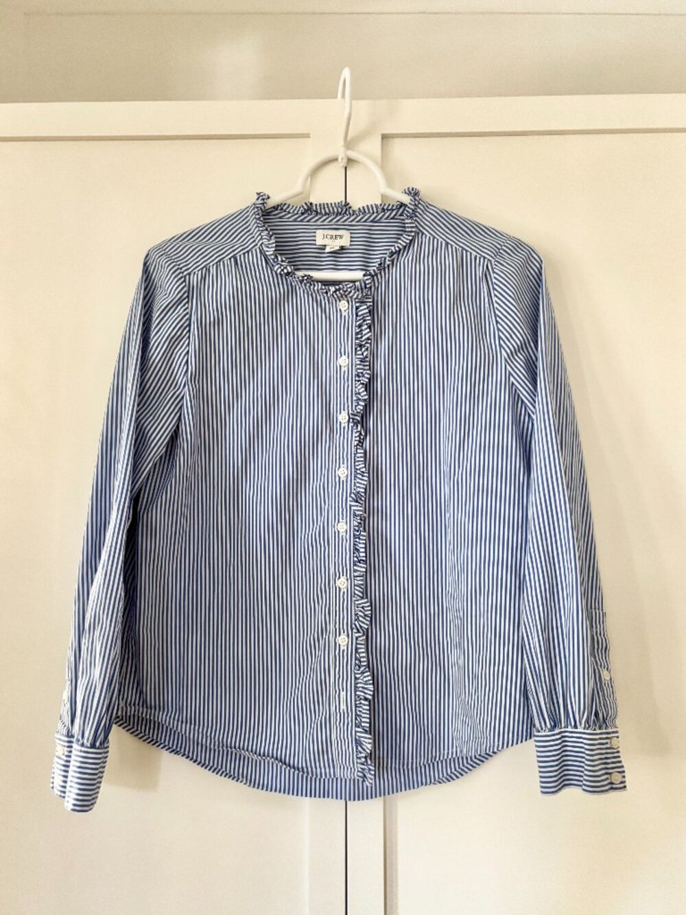 J. CREW ruffle button-up shirt (size petite M)